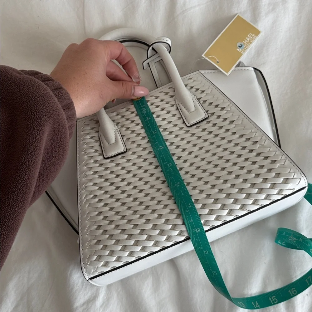 Michael Kors White Woven Satchel